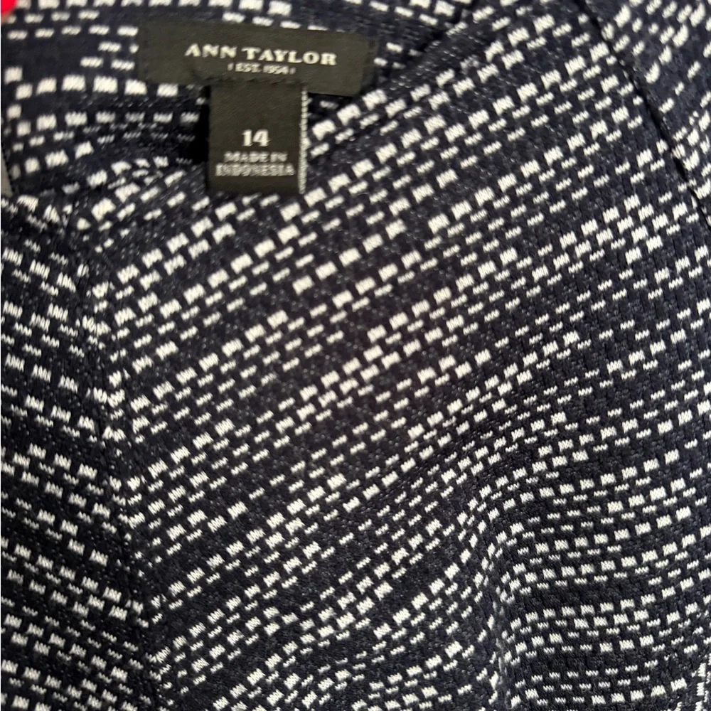 Ann Taylor Navy and White Textured Dress (knee length), Size 14 - Picture 3 of 3
